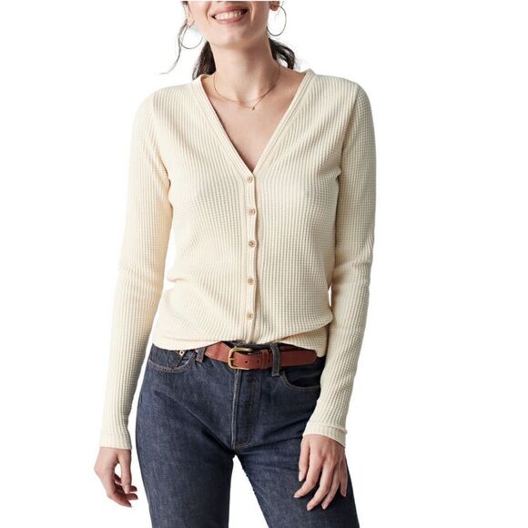 FAHERTY Eira Waffle Top, Beige/Oat, Size, Medium, (8-10) NWT - Picture 1 of 7